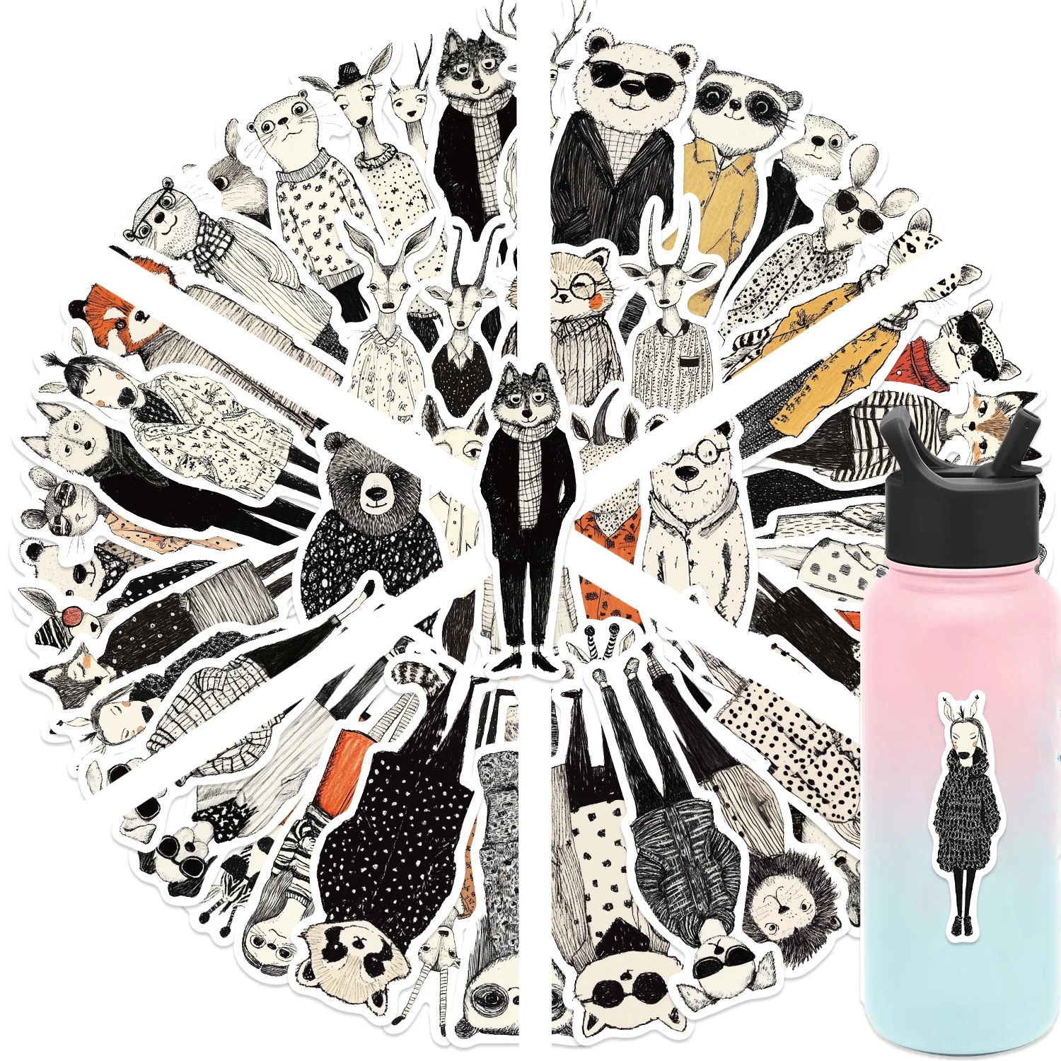 50 قطعة ملصقات الجمجمة الداكنة الرجعية موضة الحيوان ملصقات أجهزة الكمبيوتر المحمولة القرطاسية سكرابوكينغ المواد خمر اللوازم الجمالية