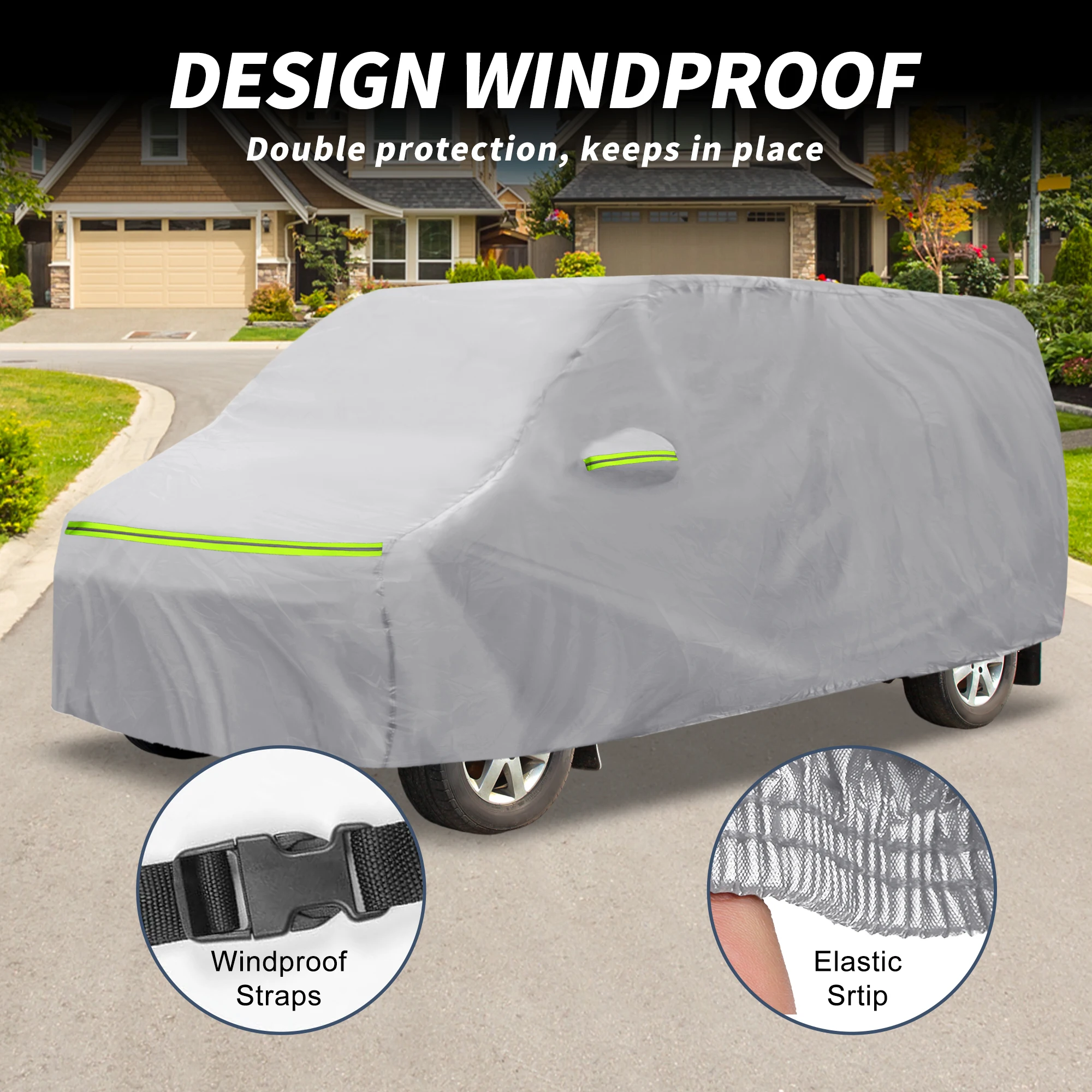 غطاء سيارة Uxcell لسيارة Toyota Alphard الألومنيوم من القطن في الهواء الطلق غطاء سيارة كامل حماية ضد الماء مع حبل مقاوم للرياح #3