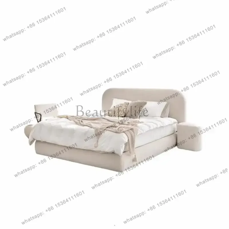 

Современная кремовая кровать в стиле французского минимализма для отелей, модная и комфортная кровать-принцесса, мебель для спальни