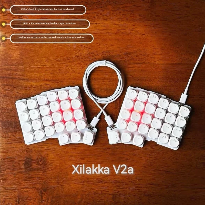 Silakka54 Low Profile Split Keyboard Aluminum Base Welding Rapoo Red Switch Wired Qmk/vial Lightweight Portable Office Game