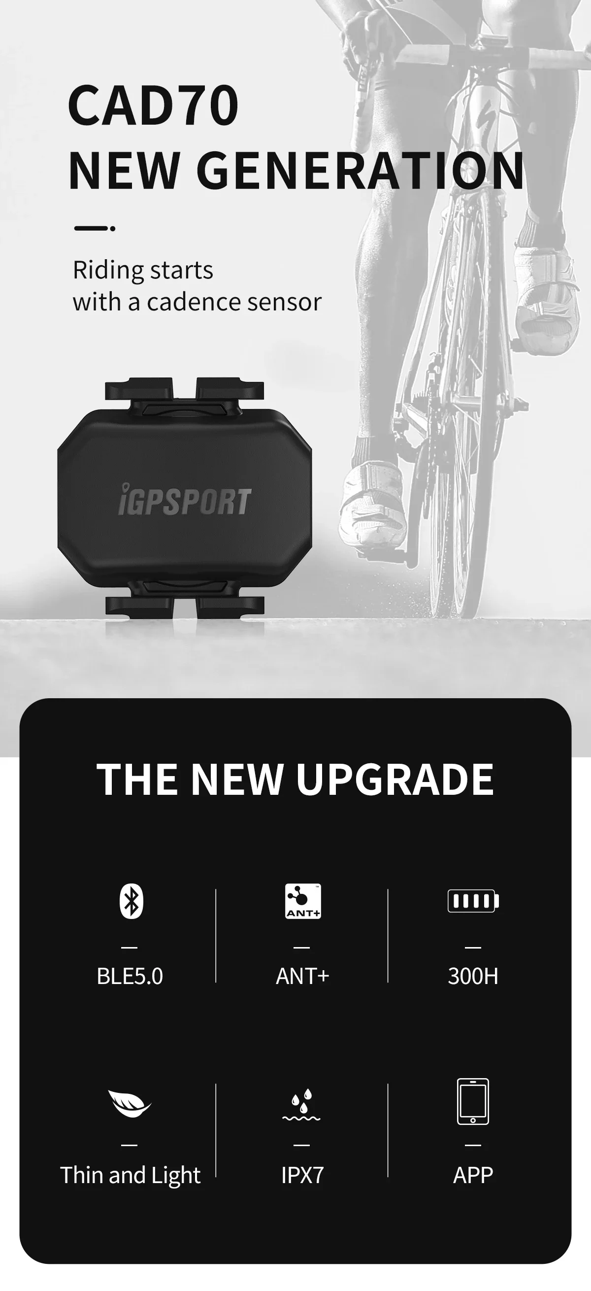 IGPSPORT IGS Geschwindigkeitssensor Trittfrequenzsensor HR40 Herzsensor S80 SPD70 CAD70 Computersensor Halter Halterung Fahrradzubehör – Detail 1