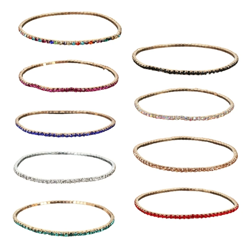 9Pcs Multilayer Beaded Bracelets Crystal Bead Handchain Fashionable Rhinestones Accessories Adjustable Bangles for Girls