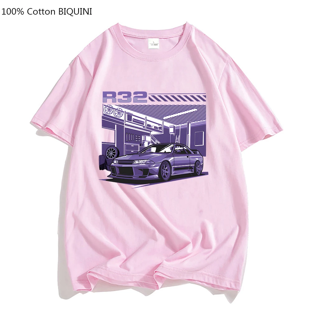 R32 Purple Drift Car T Shirt Men Summer Short Sleeve Tee Hip Hop T-shirt for Male Harajuku Top Funny Streetwear Cotton