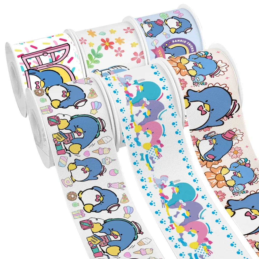 Tuxedo Sam Penguin Sanrio Cartoon 10yards Pattern Printed Grosgrain Ribbon for DIY Girl Headwear Bows Satin Ribbon