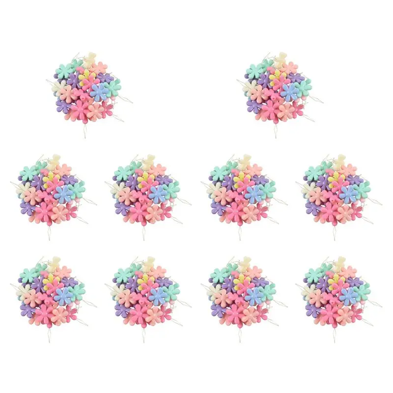 ABFU-300Pcs Random Color Plastic+Metal Flower Head Wire Loop DIY Needle Threader Stitch Insertion Hand Machine Sewing Tool