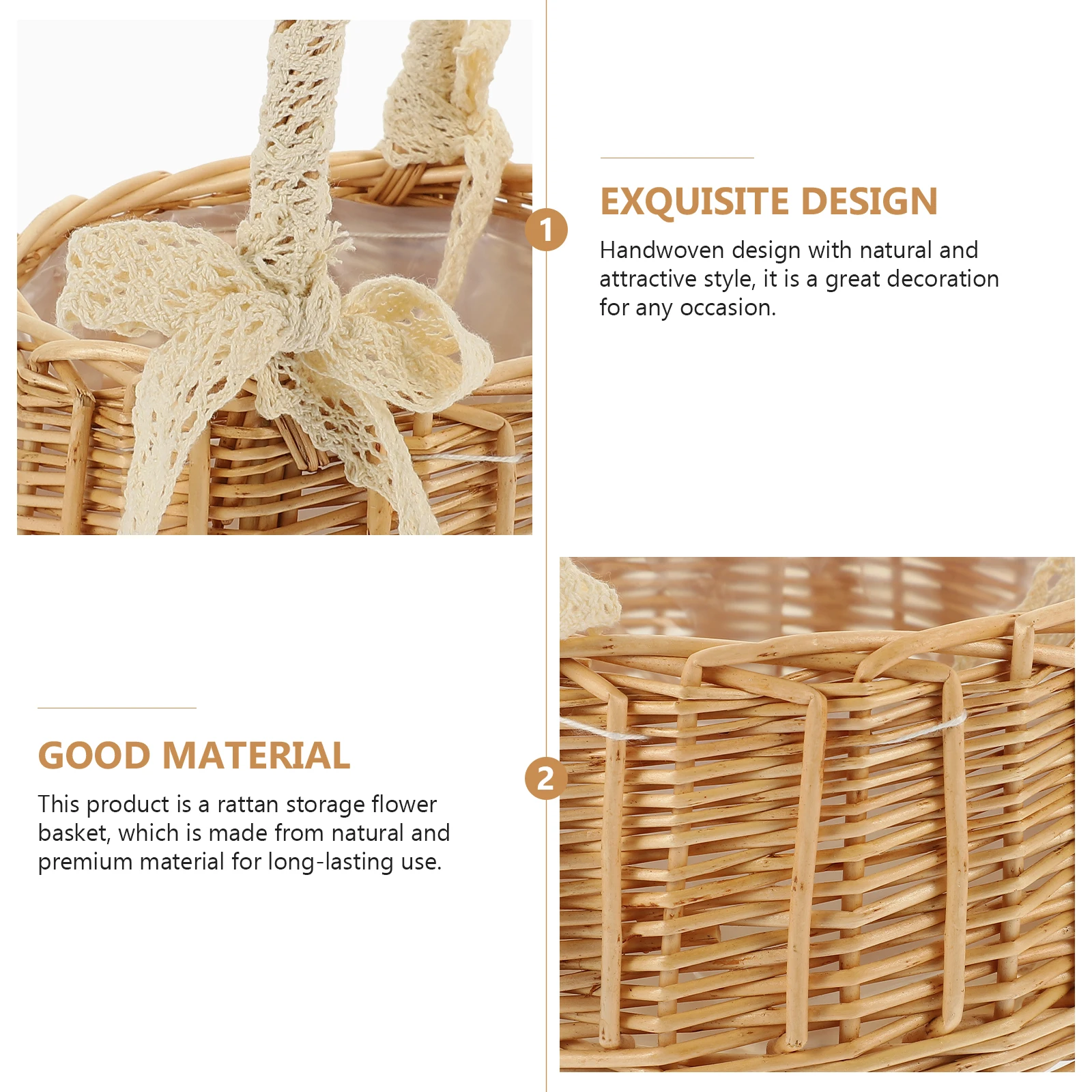 

1pc Rattan Flower Woven Storage Storage Basket Baskets Long Basket Lasting Kitchen Household Items Natural Decor
