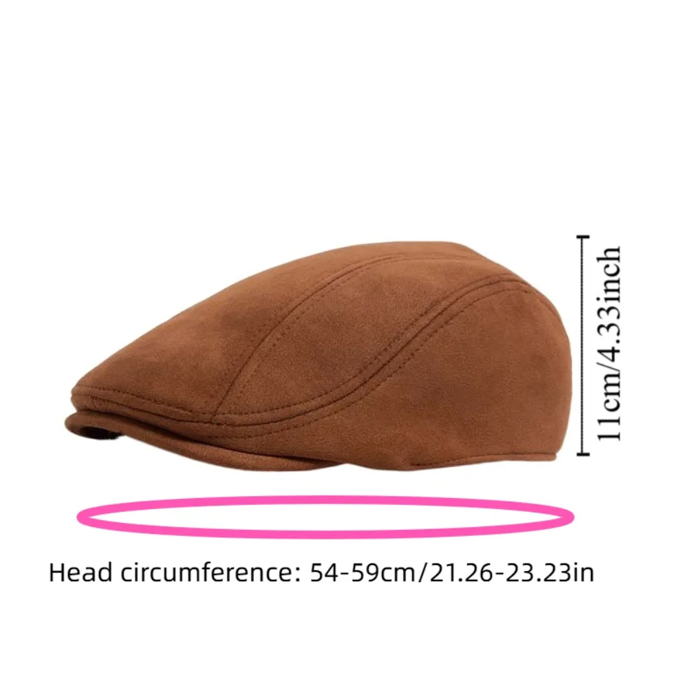 Simple สั้น Brim Retro ไปข้างหน้าหมวก Keep WARM Smooth Suede จิตรกรหมวกเย็น Windproof ผู้หญิงศิลปินหมวกผู้หญิง