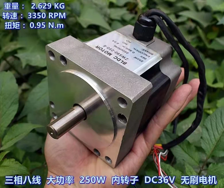 

Three-phase eight-wire high-power 250W inner rotor DC36V brushless motor 3350 rpm 0.95 N.m