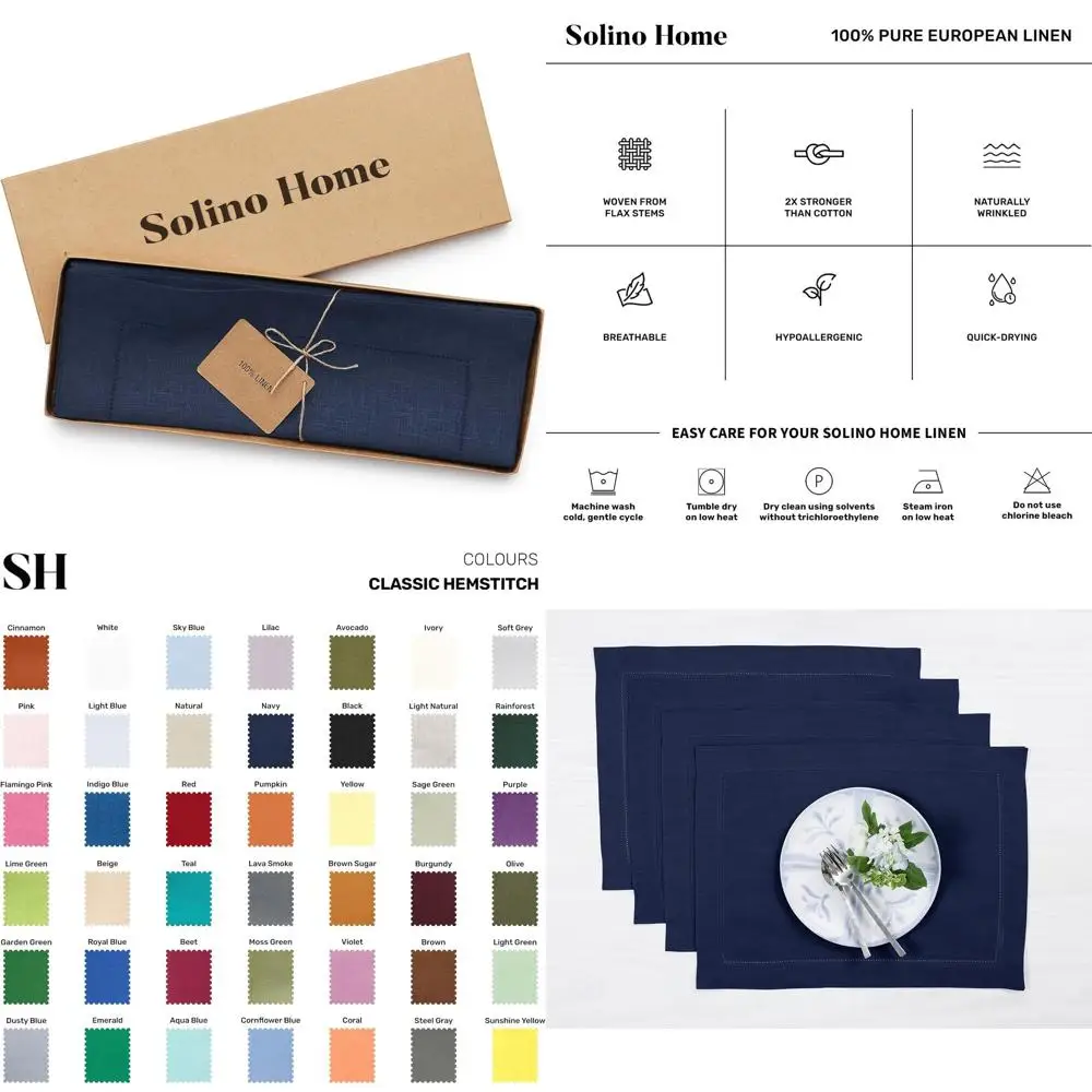 

Набор из 4 льняных салфеток темно-синего цвета с полушивкой, 14x19 дюймов, идеально подходит для Рождества, праздников, зимы, новогодней