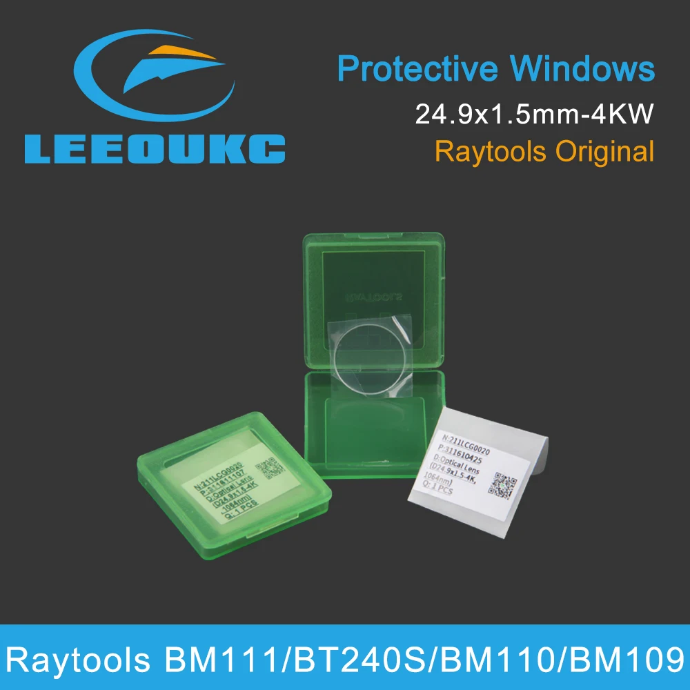 LEEOUKC 10Pcs/Lot Raytools Fiber Laser Protection Windows Lens 27.9x4.1 1064nm 211LCG0037 24.9x1.5mm 211LCG0020 For BM111/BT240S