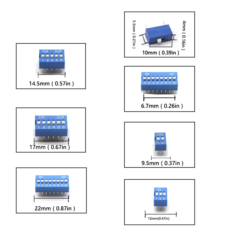 【10PCS】Slide Type Switch Module 1 2 3 4 5 6 7 8 10PIN 2.54mm Position Way DIP Pitch Toggle Switch Blue Snap Switch Dial