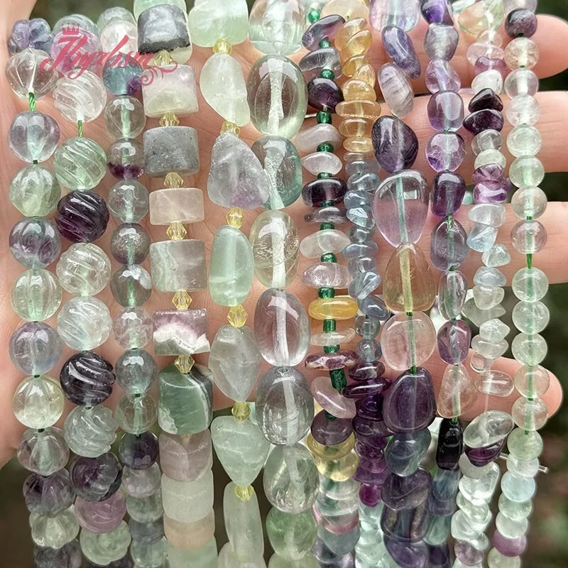 Natural Fluorite Multicolor Mixed Shape Bead Loose Stone Beads For DIY Necklace Bracelat Earring Rings Jewelry Making 15\