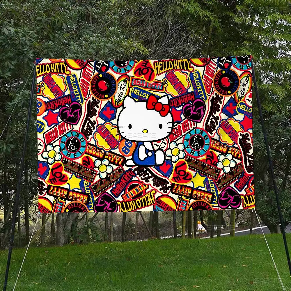 Cartoon H-Hello K-Kittys Cartoon Flag Art Science Fiction Room Home Decor Wall Hanging Home Decor Banner