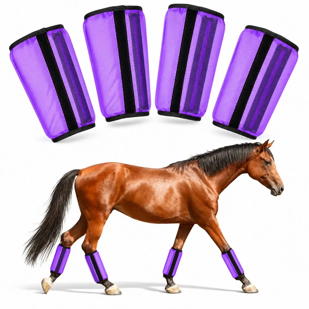 4pcs Breathable Fabric Horse Insect Boots Hook And Loop Fastener Easy To Put On Anti Insect Leggings Polyester Mesh