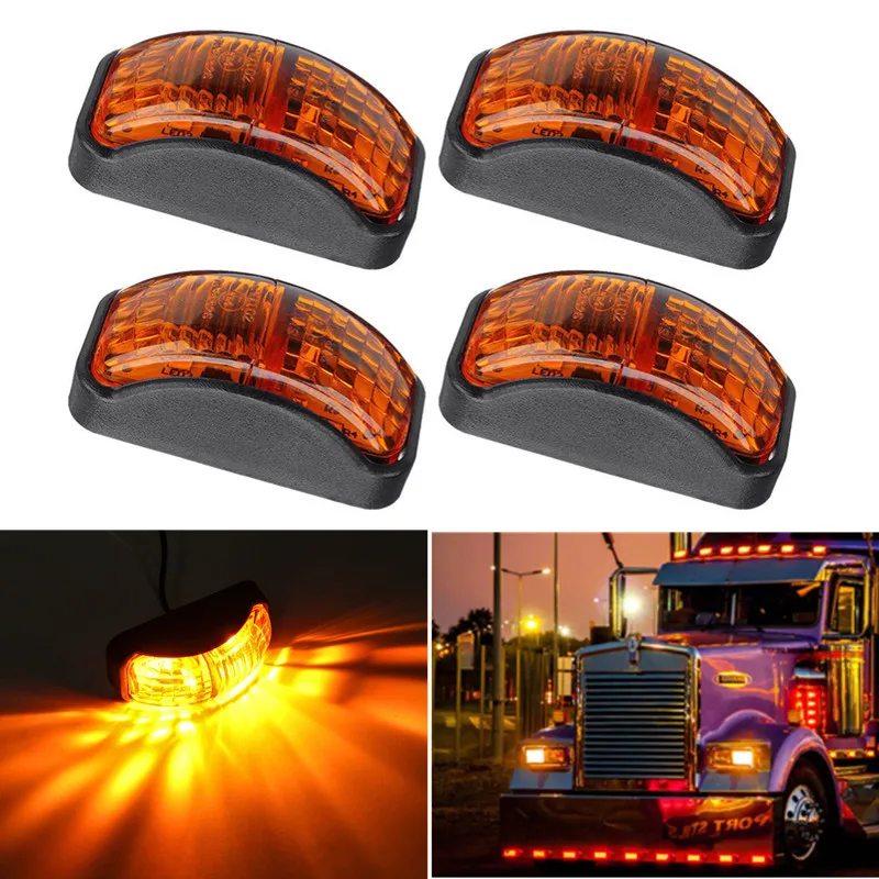 

4PCS Universal 2LED Clearance Lights Truck Trailer Side Light Car Side Marker Lights Yellow White Red LED Marker Lamp for Lorry