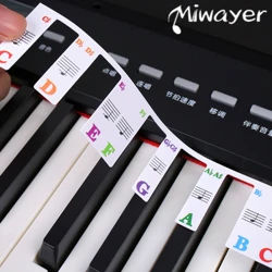 Miwayer Piano Keyboard Notes Guide Labels, One-Piece Removable Silicone Overlay ,88-Key Full Size, Reusable and Comes with Box