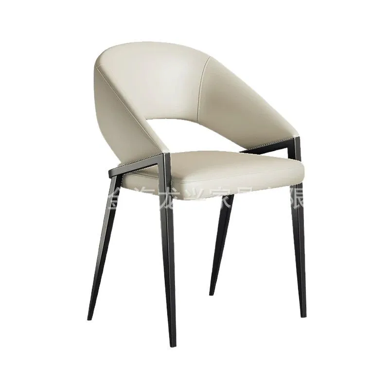 

Italian minimalist dining chair household dining table and chairs living room light luxury high-end leather feeling