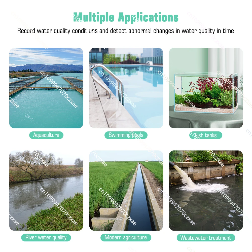 WIFI مقياس الكلور بالطاقة الشمسية 7 في 1 الكلور، مراقبة جودة المياه المقاومة للماء لحمام السباحة