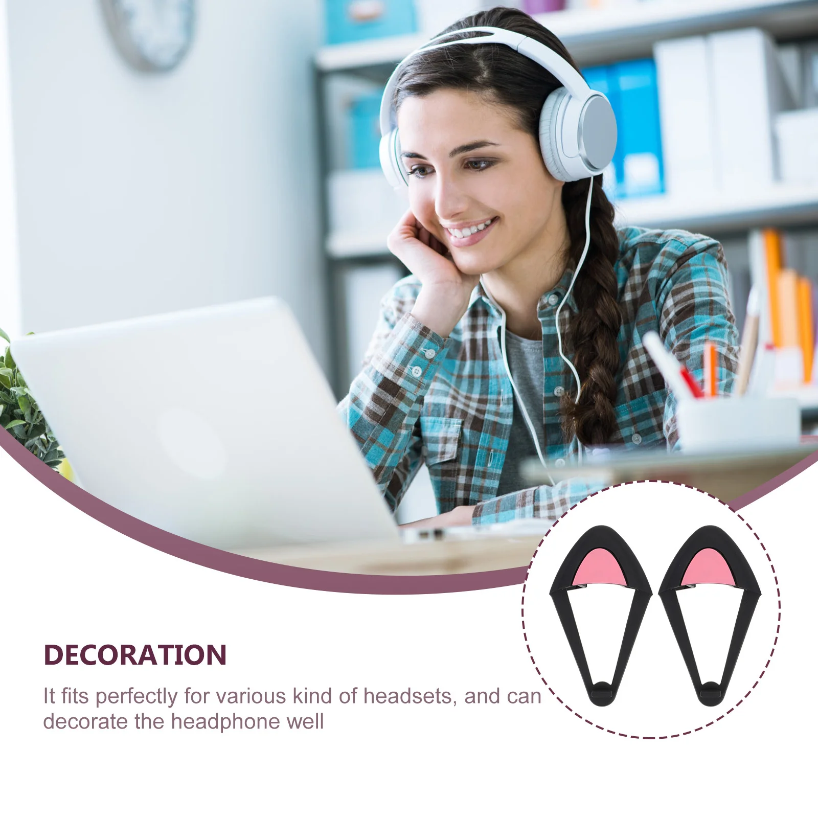 

1Pair Cat Ear Headset Decorations Silicone Soft Flexible Headphone Ornaments Lovely Cartoon Accessories Headset Decorations