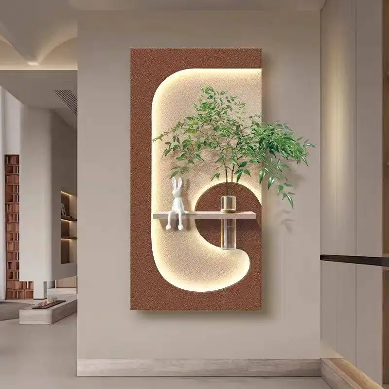 LED backlit sandstone wall art 3D relief decorative painting size suitable for living room bedroom corridor home decoration