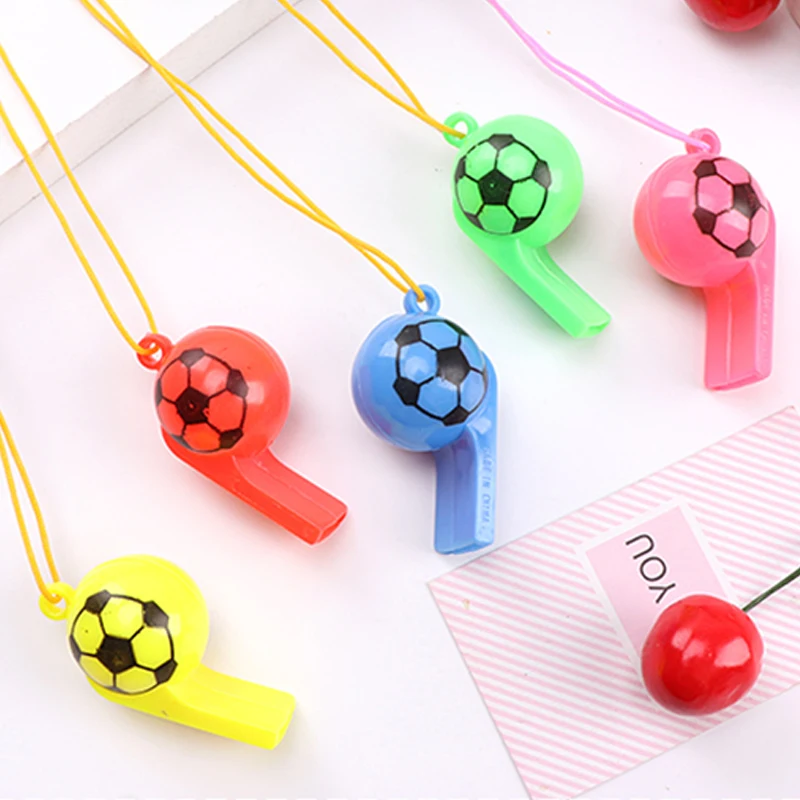 10/20/30pcs Football Style Whistle with Rope Plastic Colorful Sports Competition Cheering Props for Cheerleading Teams TMZ