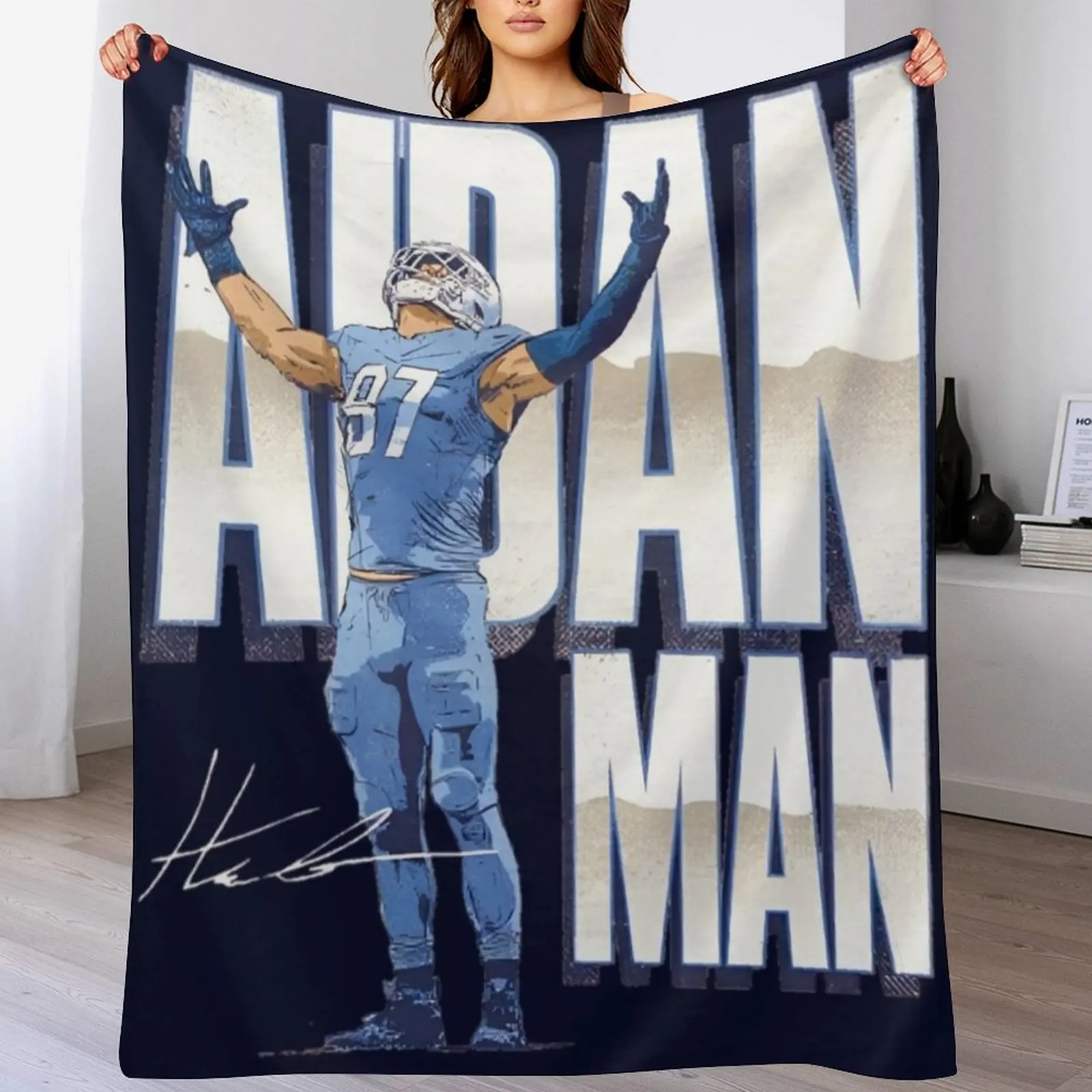 

Aidan Hutchinson Throw Blanket Beautifuls Flannels Blankets For Bed bed plaid Blankets