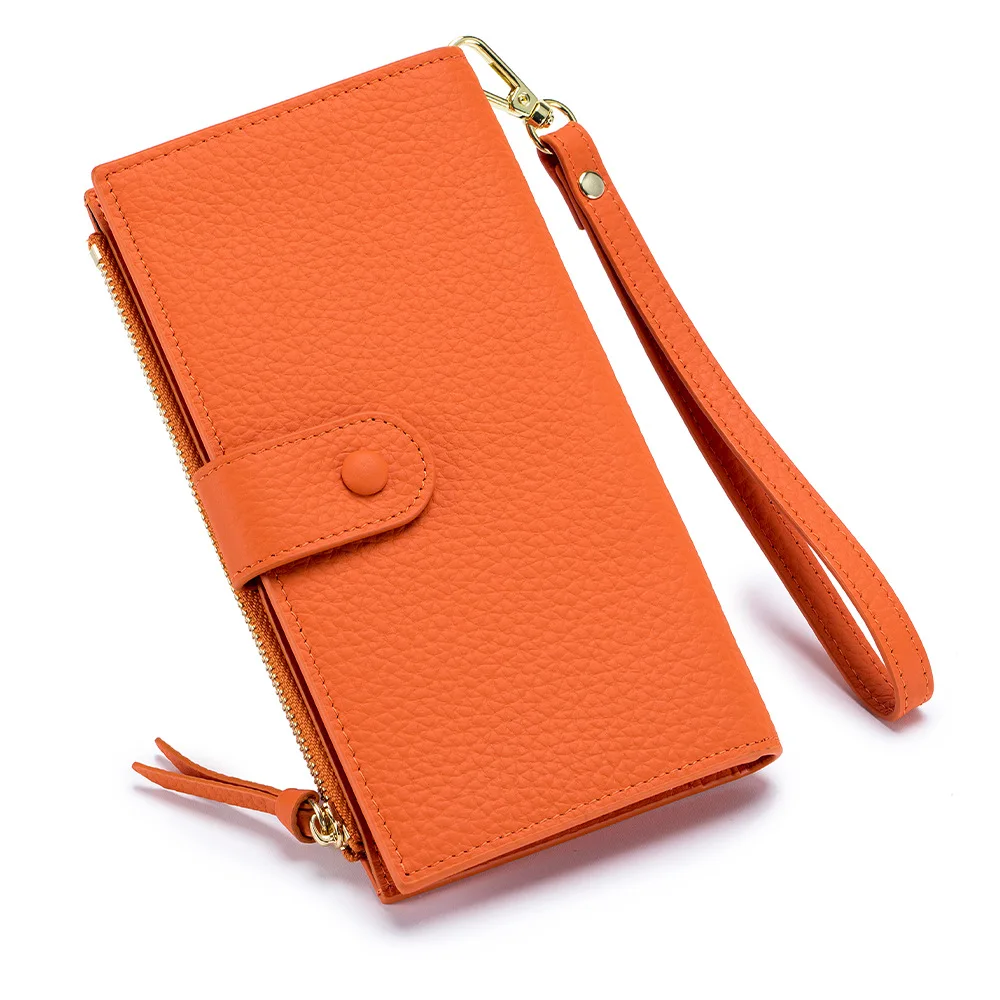 Card Holder Genuine Leather Purse Women Long Real Cow Leather Wallet Cowhide Clutch Bag