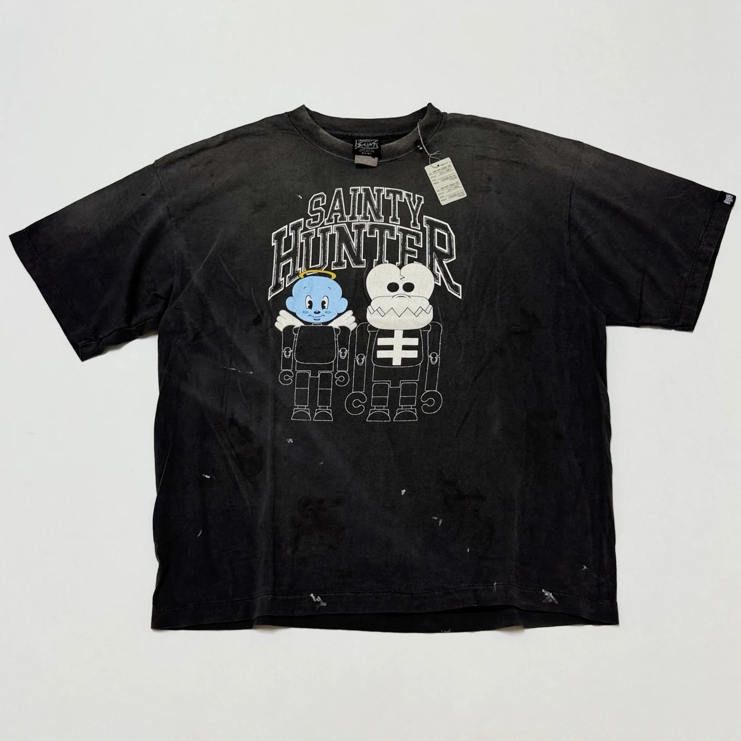 Washed Black SAINT SAINTY HUNTER T Shirt Men Women Best Quality Oversize Tee Tops T-Shirt