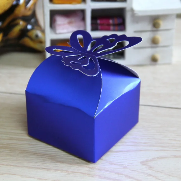 10pcs Butterfly Wedding Candy Box Gift Box White Gold Green Beige Pink Red Purple Navy Blue favor favour Boxes birthday party view 2