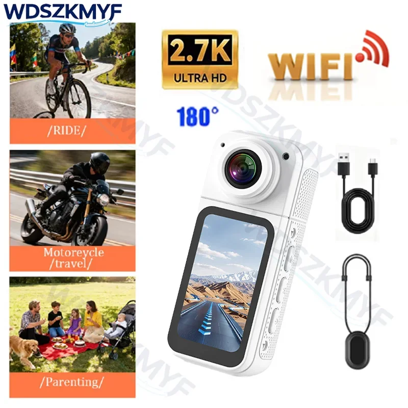 New Mini 2.7K 180° Rotatable WIFI Portable Camera Digital Video Law Magnetic lanyard for motorcycle Vlog Cycling Outdoor Sports