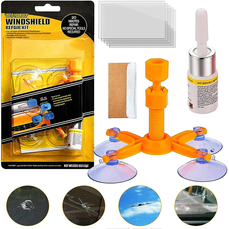 Windshield Repair Kit Quick Fix Car Cracked Glass Windscreen Resin Sealer DIY Auto Window Screen Polishing