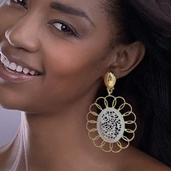 Unique Drop Earrings For Women Two Tone Big Earring Fashion Jewelry Wedding Party Gift Trending