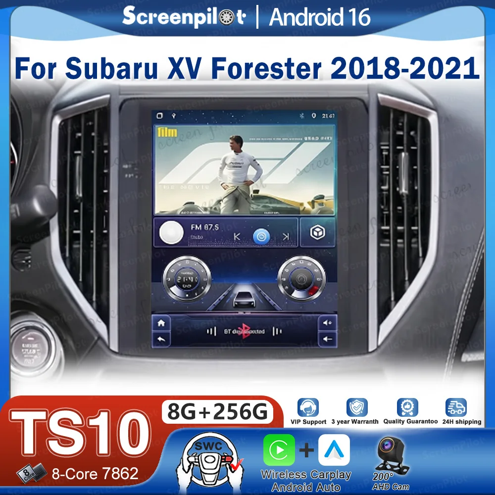 Android 16 For Subaru XV Forester 2018-2021 Car Radio Stereo Head Unit CarPlay Auto Radio Touch Screen Carplay Wifi 8 Core GPS