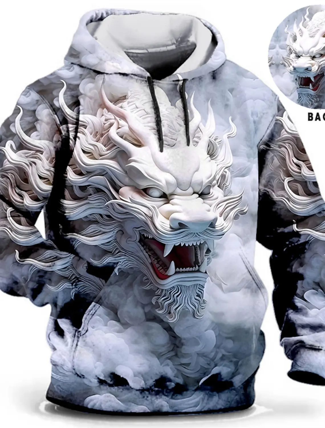 Sweat à capuche à manches longues pour hommes, nouvel an chinois, dragon, imprimé animal graphique, pull décontracté 3D, streetwear, sweats à capuche, 03 classique