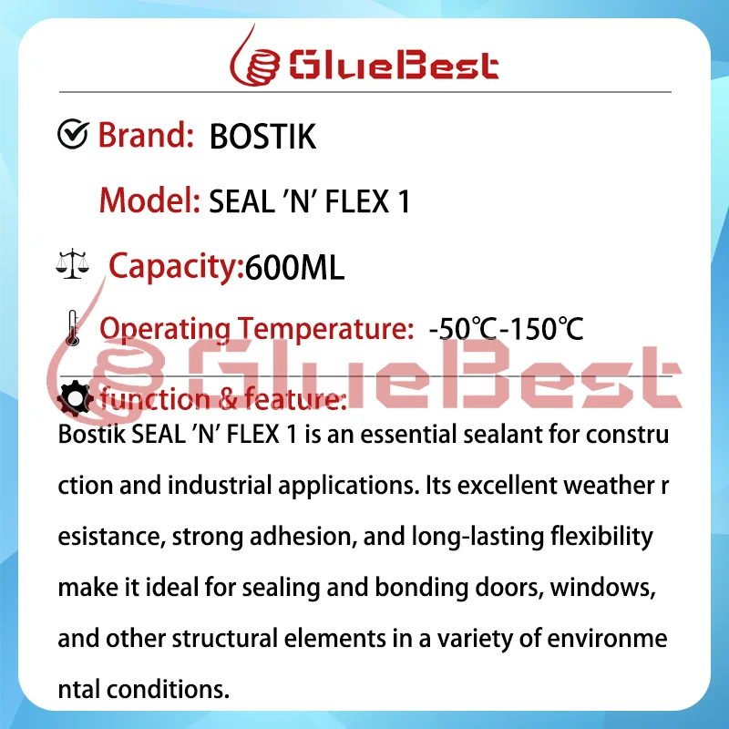 Bostik SEAL 'N' FLEX 1 عامل معالجة هيكلية من مادة البولي يوريثين المقاوم للعوامل الجوية للأبواب والنوافذ المنتج الأصلي #6