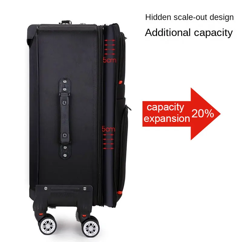 Oxford Cloth Suitcase Spinner Wheels Rolling Luggage 20 Inch Leather Boarding Suitcase Large Capacity Password Trolley Case