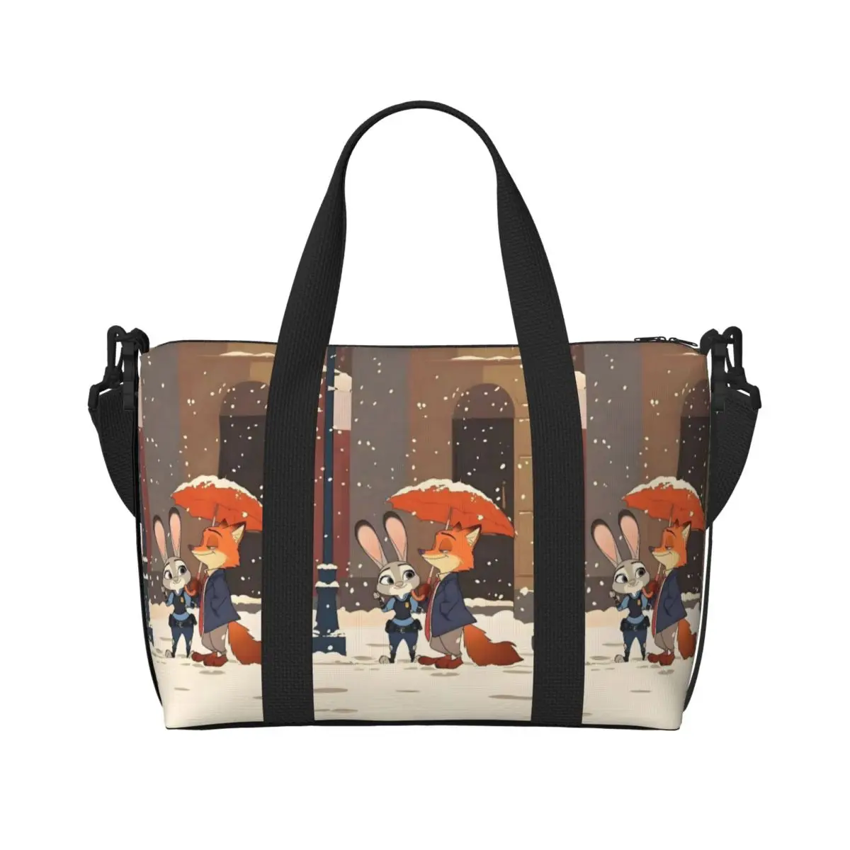

Custom Zootopia Tote Bag for Women Big Capacity Judy and Nick Gym Beach Travel Bags
