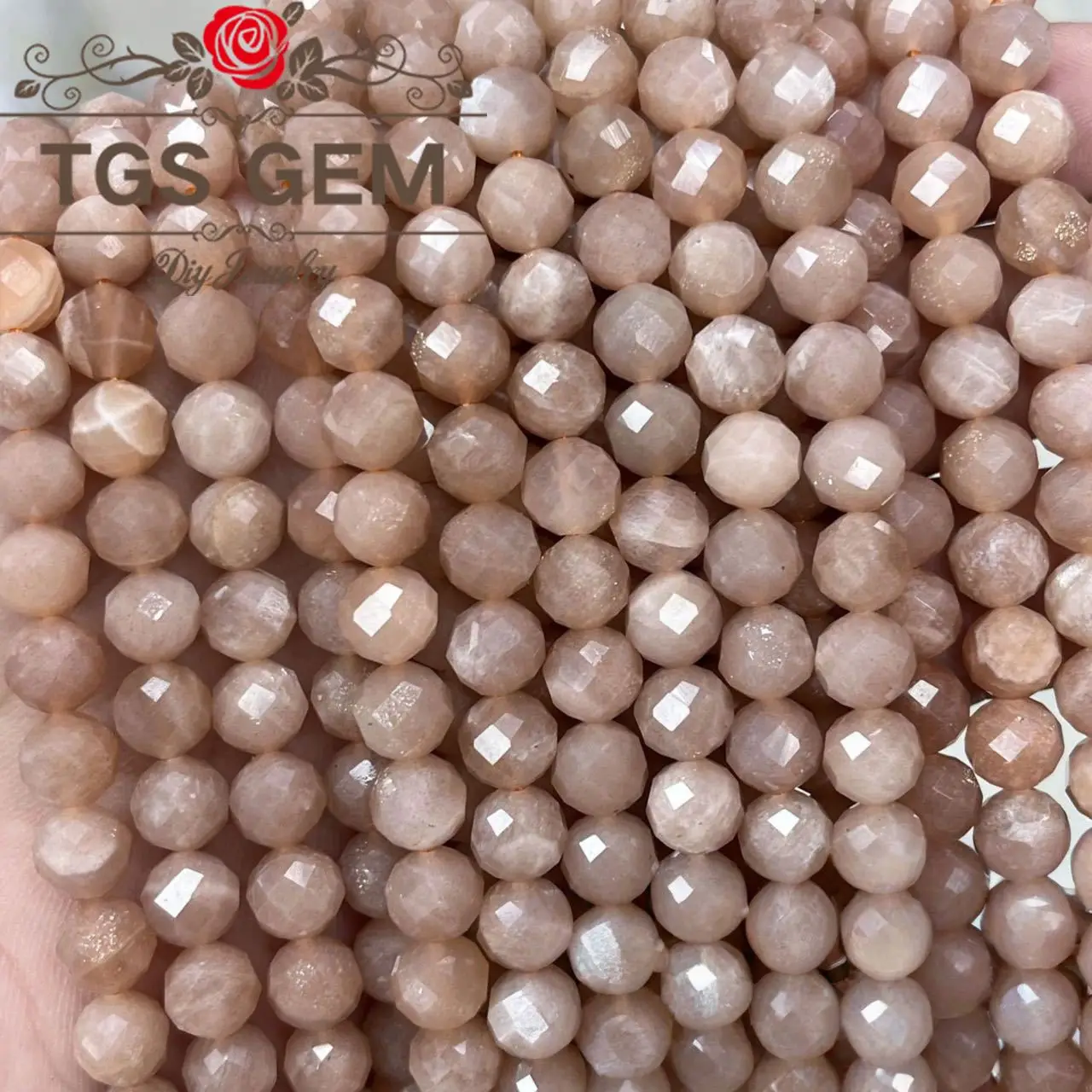 

Factory Engraved hard cut round bead natural AAA sunstone Mausoleum pattern small cut scattered beads DIY jewelry