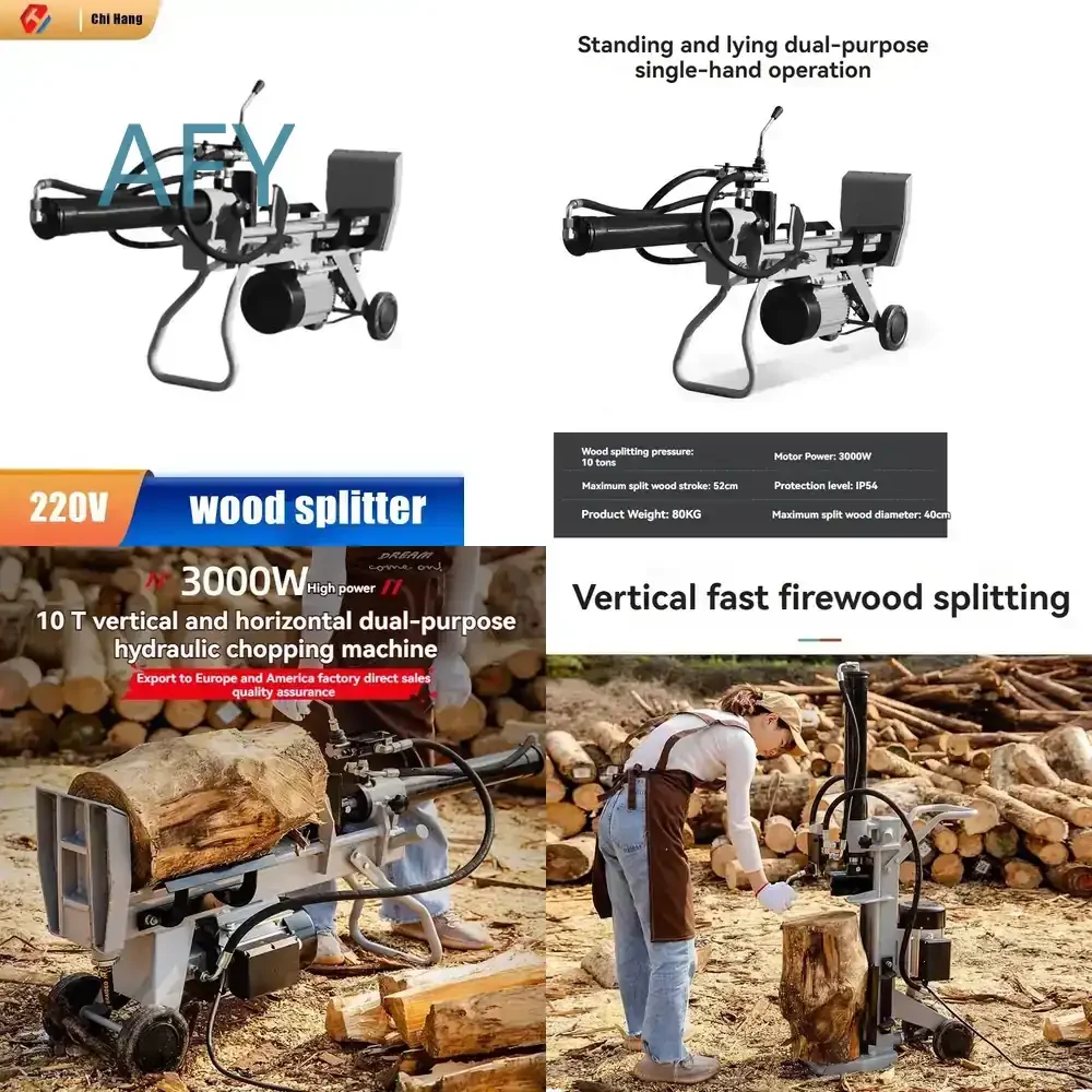Large Electric Hydraulic Wood Splitter for Vertical and Horizontal Dual Use for Household Rural Woodcutting and Splitting