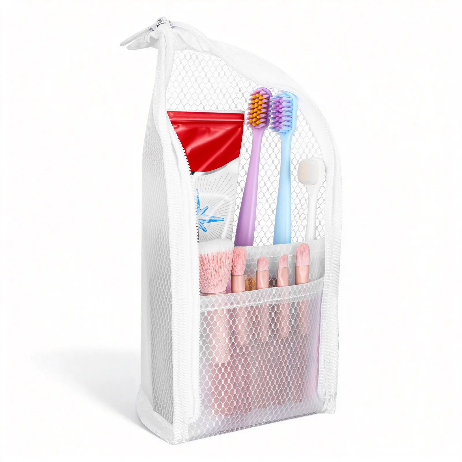 1Pcs Compact Waterproof Travel Toiletry Bag Multi-Compartment Toothbrush Organizer Portable Storage Pouch for Daily Use
