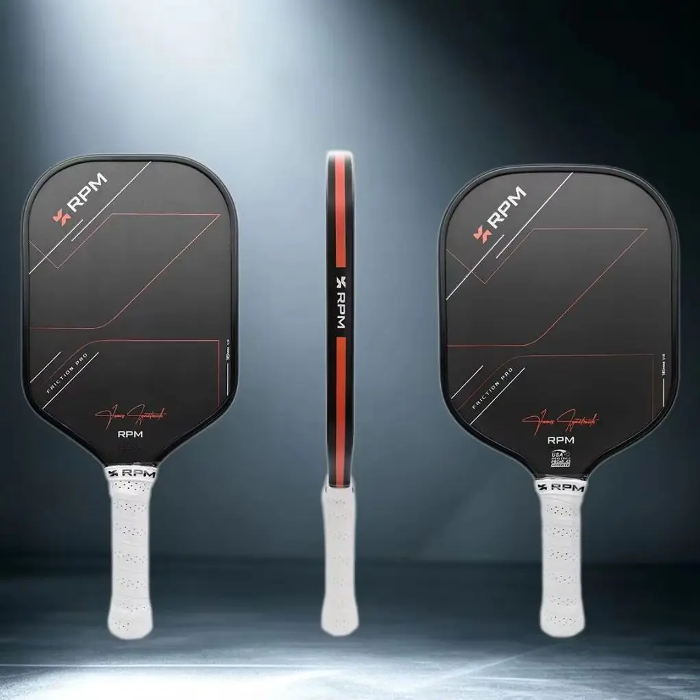 RPM Friction pro V2 Pickleball Paddle 16mm/14mm  Elongated Carbon Fiber James Ignatowich Signature for Sports