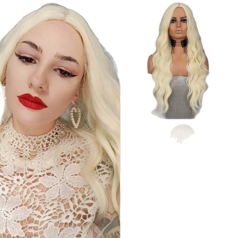 Women's 28inch Long Water Wave Synthetic Machine-Made Wig