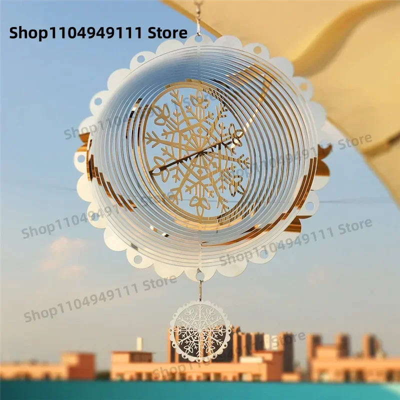 

3D Rotating Wind Chime Snowflake Decoration Wind Chimes Outdoor Hanging Decoration