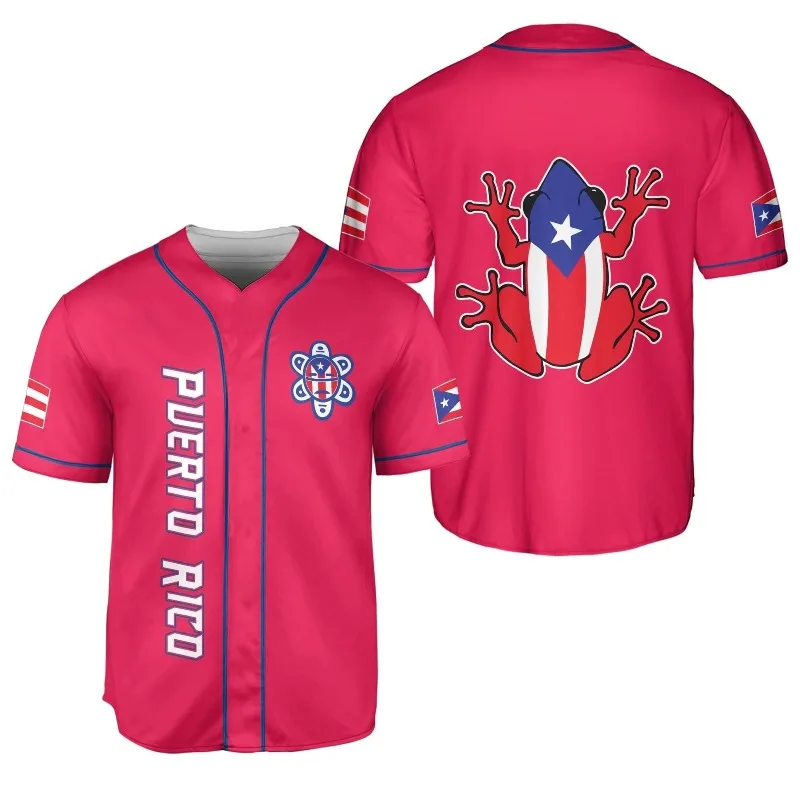 Family Matching Puerto Rico Coqui Frog Taino Sun Baseball Jersey Taino Tribal Totem Flag Print Parent‑child Kid Caribbean Jersey