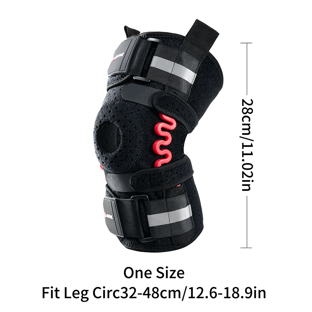 Hinged Knee Brace with Spring Support, Silicone Patella Insert & Non-Slip Strap - For ACL, Meniscus Tear & Sports Recovery