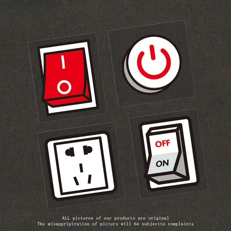 1Pc Funny Switch Button Vinyl Sticker, Waterproof Decal for Laptop and Car Interior Decoration