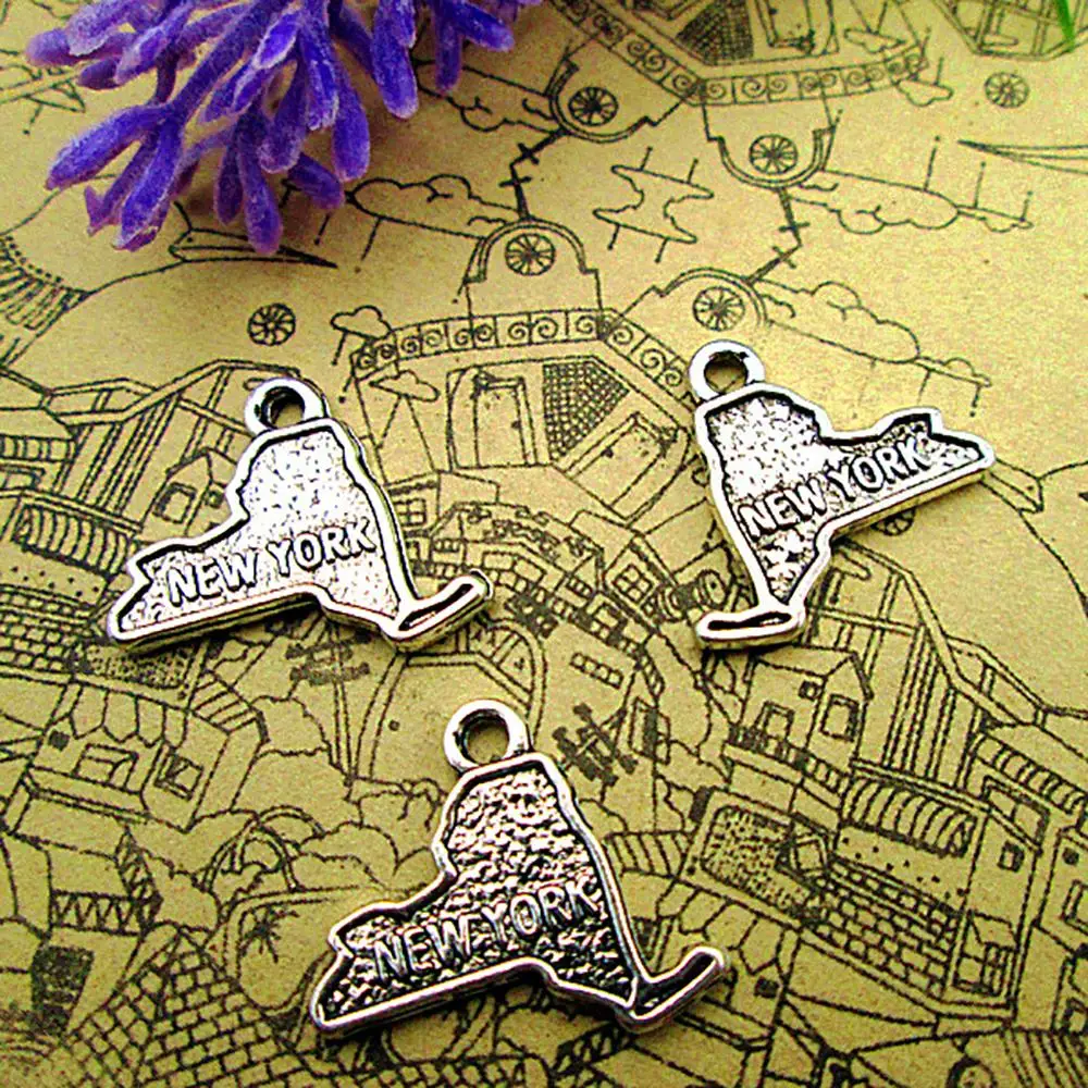 

40pcs--18 X18mm New York Charms For Jewelry Making Diy Findings Antique Silver Color Alloy Pendants