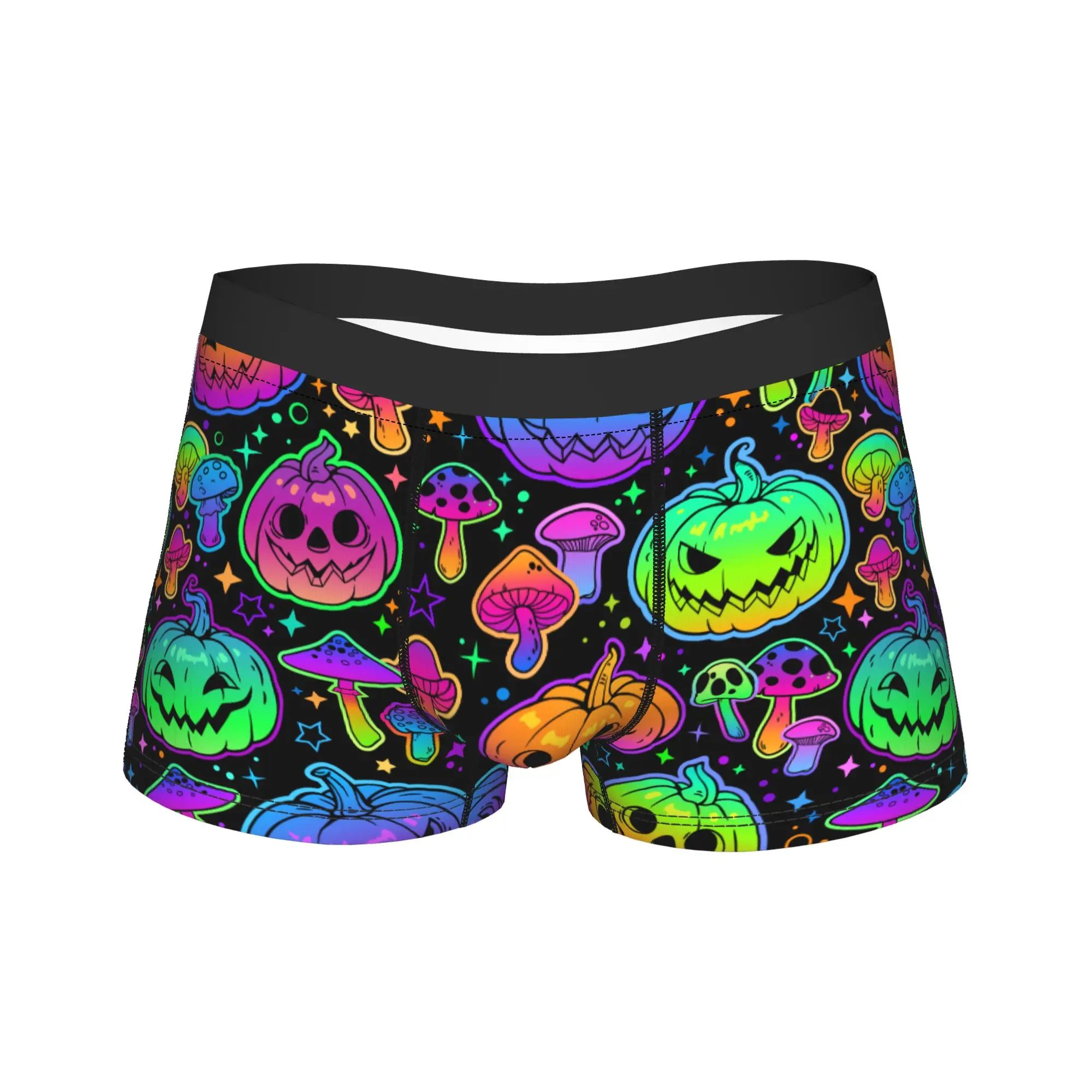 

Men Magic Mushrooms and Pumpkins Long Underwear Humor Boxer Briefs Shorts Panties Male Polyester Underpants M-XXL
