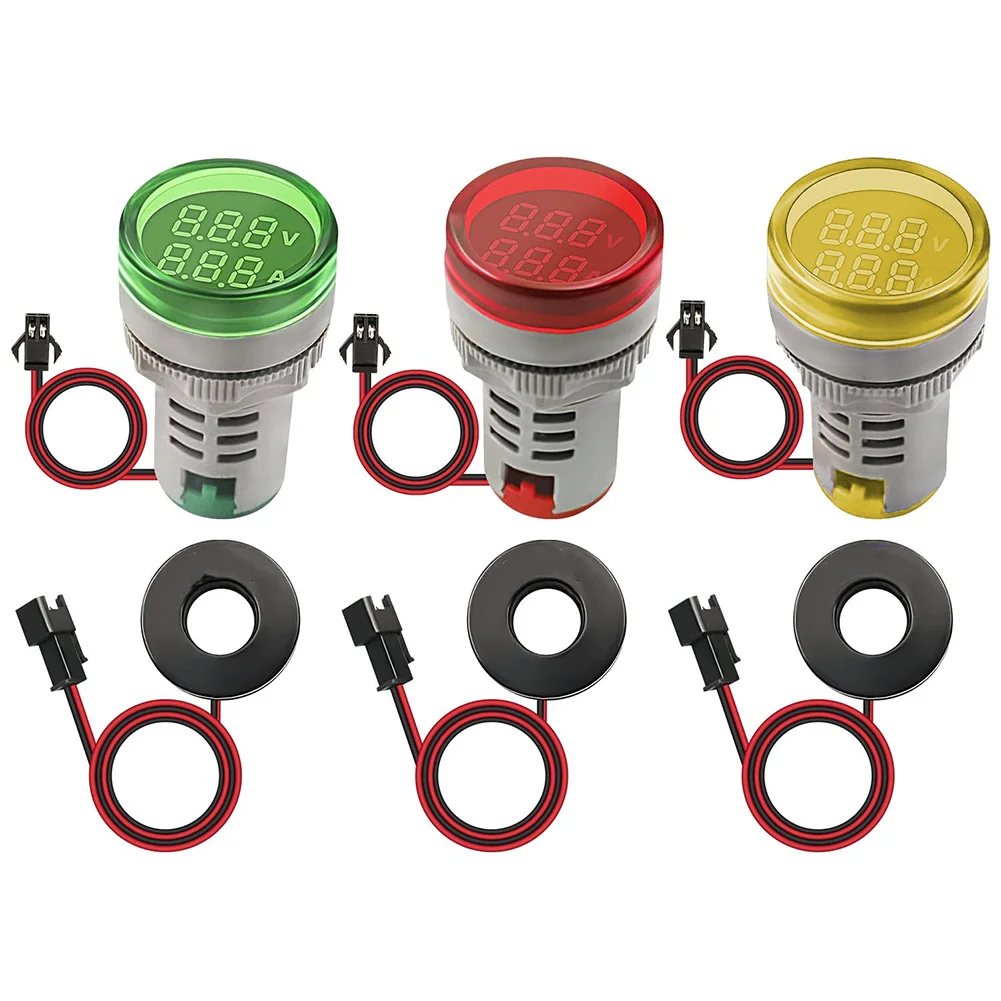 3 قطعة التيار المتناوب 60 500 فولت 100A فولت أمبير متر شاشة LED رقمية الجهد الحالي رصد مع عاكس الضوء البولي قوة عالية