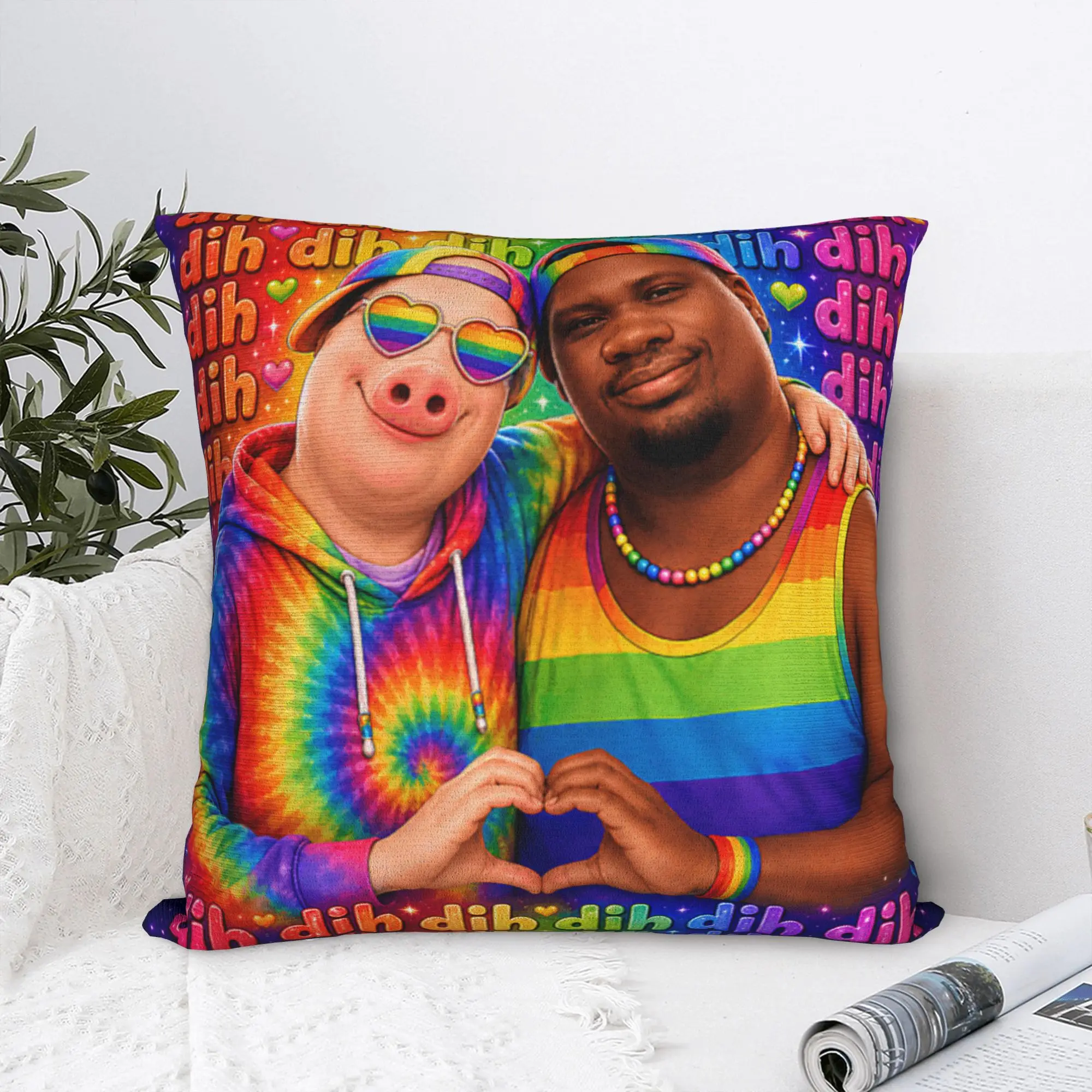 John Pork Dequavious Pork Dih Gay Pride Month Brainrot Meme Pillow Cover  Vintage Pillow Case For Living Room Chair Pillowcases